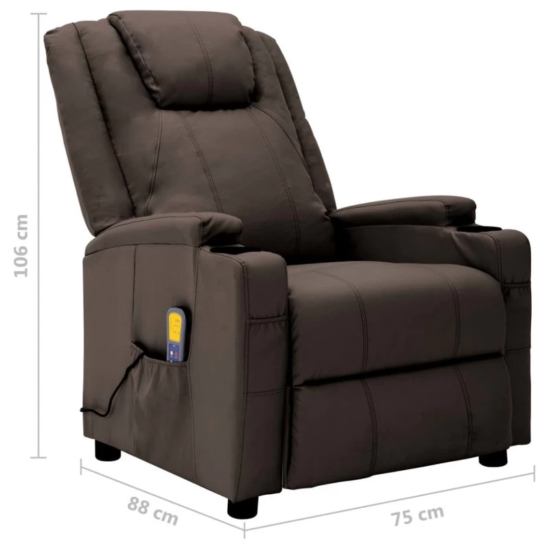 VidaXL Massage Reclining Chair Electric Chair For Elderly Brown Faux Leather - Image 7