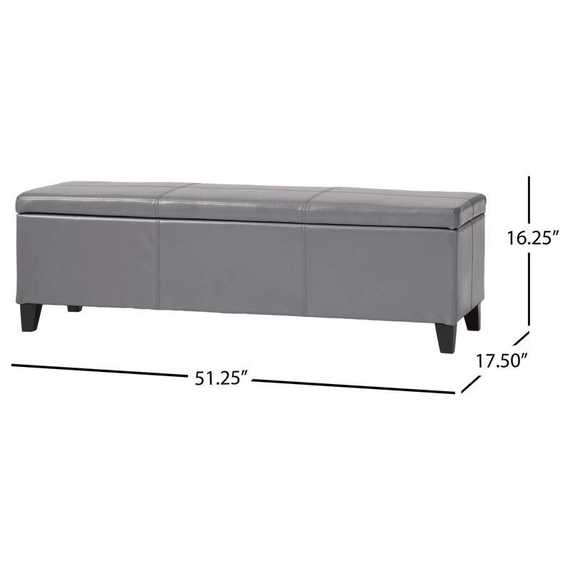 GDF Studio Skyler Beige Fabric Storage Ottoman Bench, Gray - Image 4