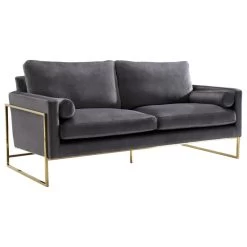 Mila Velvet Sofa, Gray