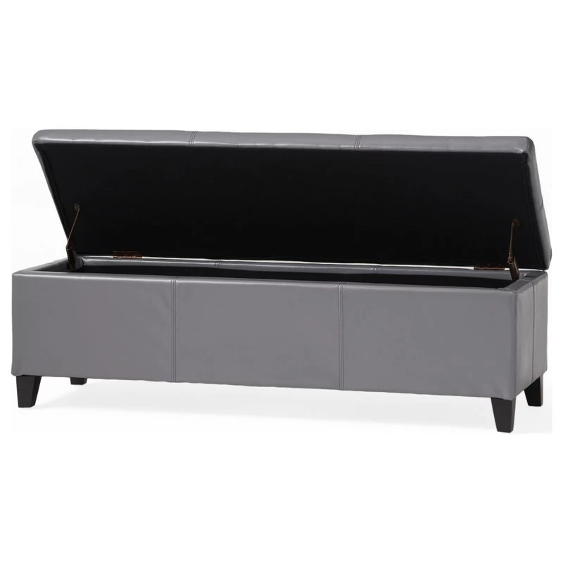 GDF Studio Skyler Beige Fabric Storage Ottoman Bench, Gray - Image 10