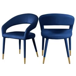 The Prescott Dining Chair, Navy, Velvet