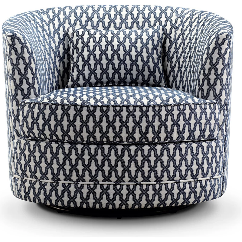 Dmitri Swivel Barrel Chair, Navy, White - Image 2