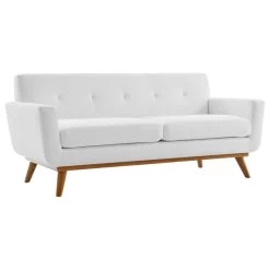 Engage Upholstered Fabric Loveseat, White