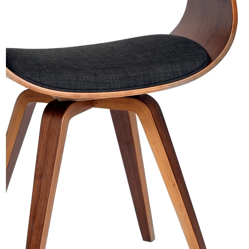 Summer Dining Room Chair, Fabric And Wood, Charcoal And Walnut - Image 6