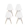 White DSW Midcentury Dining Shell Chairs, Beech Wood Eiffel Legs, Set Of 4