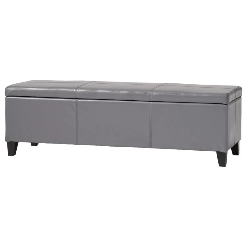 GDF Studio Skyler Beige Fabric Storage Ottoman Bench, Gray - Image 5
