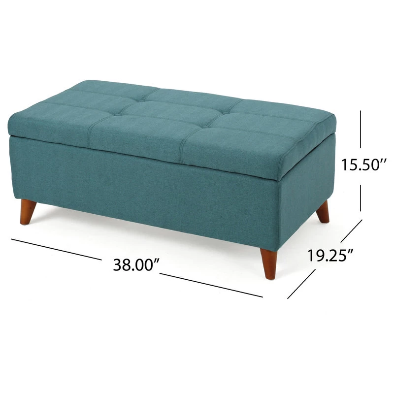 GDF Studio Etoney Fabric Storage Ottoman, Teal - Image 4