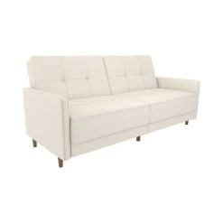 DHP Andora Modern Coil Faux Leather Convertible Sleeper Sofa In White