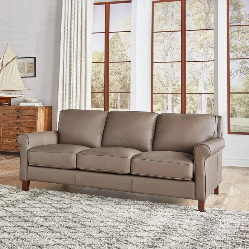 Hydeline Laguna 100% Leather Sofa, Taupe - Image 2