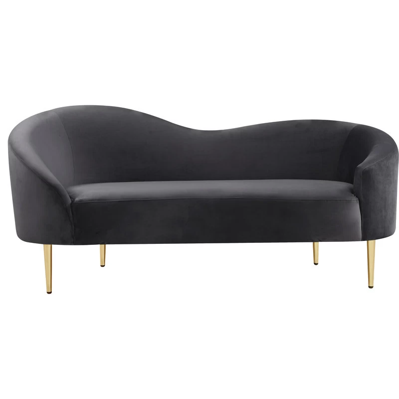 Ritz Velvet Loveseat, Gray - Image 3