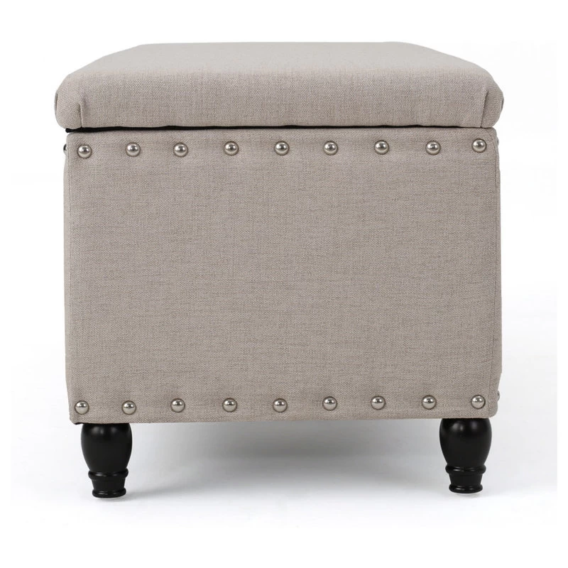 GDF Studio Evvy Fabric Storage Ottoman, Wheat - Image 9