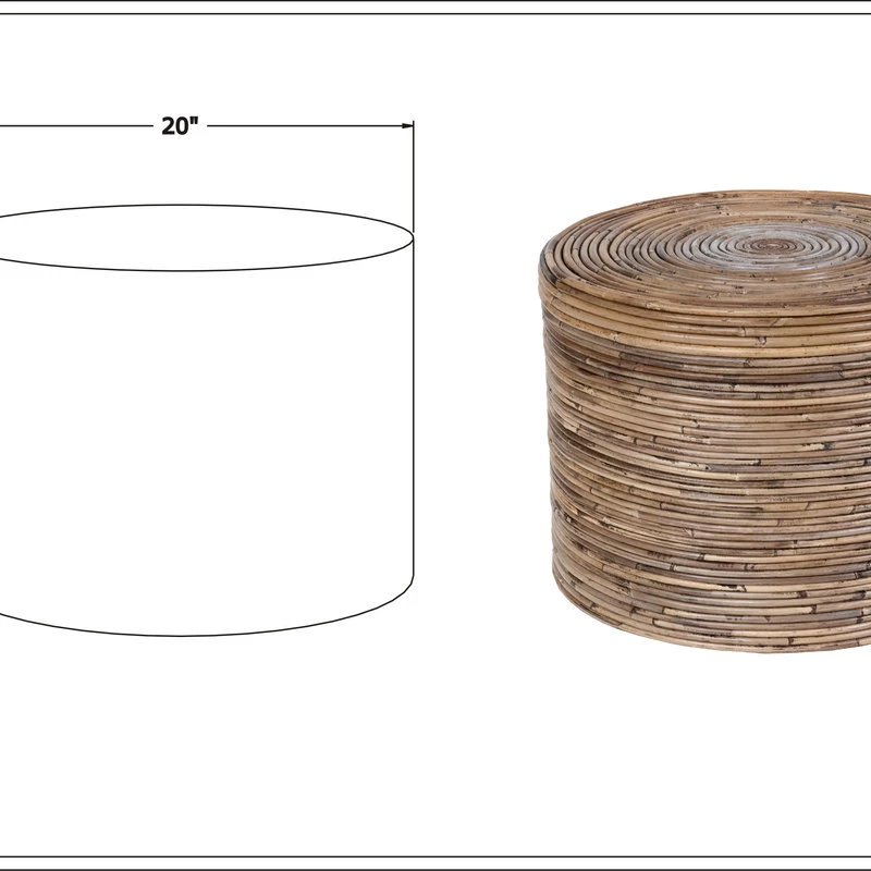 Cameron Brown Rattan Stool - Image 5