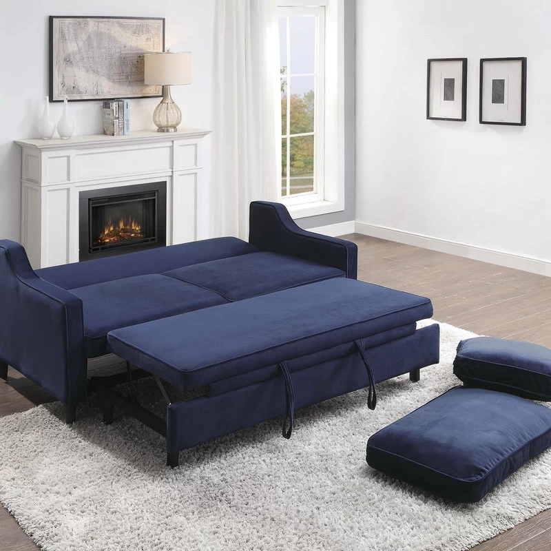 Dickinson Convertible Studio Sofa With Pull-out Bed, Navy - Image 7