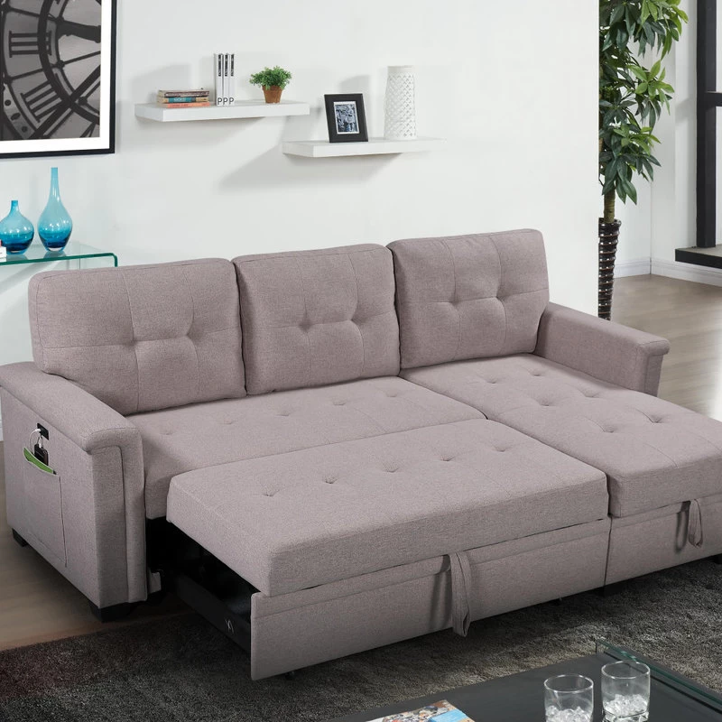 Ashlyn Sleeper Sofa With USB Charger Pocket And Reversible Storage Chaise - Image 2