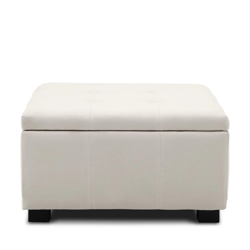 Upholstered Squared Storage Ottoman, White - Image 2