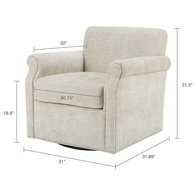 Madison Park Aldrich Armed Lounge Chair With Swivel Base Beige - Image 4