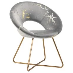 1 X Luxe Hot Stamped Velvet Papasan Accent Chair, Grey