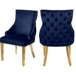 The Sovereign Dining Chair, Navy, Velvet, Set Of 2