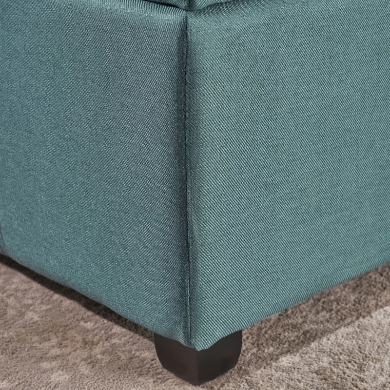 GDF Studio Carlyle Fabric Storage Ottoman, Dark Teal Fabric - Image 8