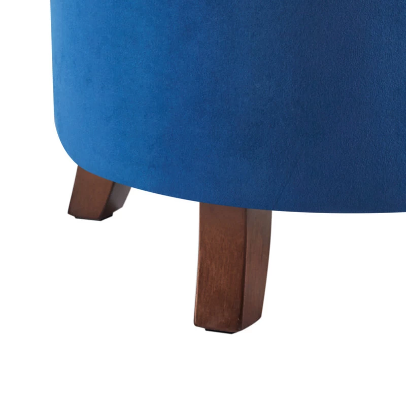 Storage Ottoman With Button Tufted Accents, Navy Blue - Image 2