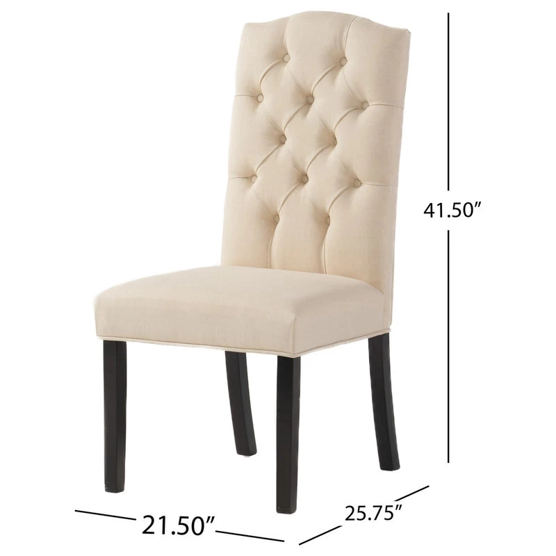 GDF Studio Clark Indoor Tufted Fabric Dining Chairs, Set Of 2, Natural Linen - Image 3