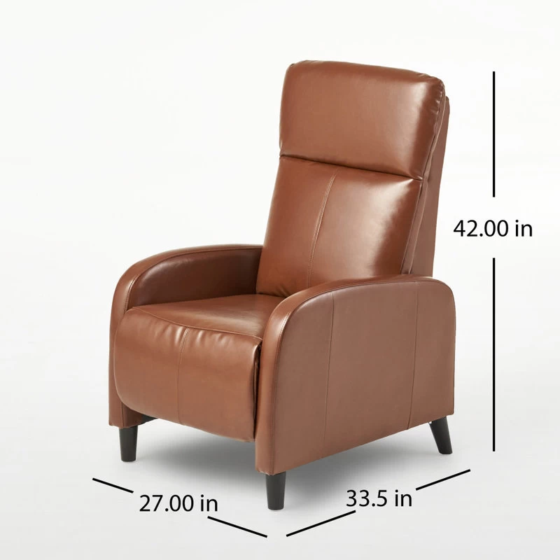 GDF Studio Trenton Leather Recliner, Hazelnut - Image 4