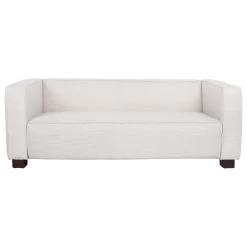 Pamsha Contemporary Fabric Upholstered Loveseat, Beige/Dark Walnut