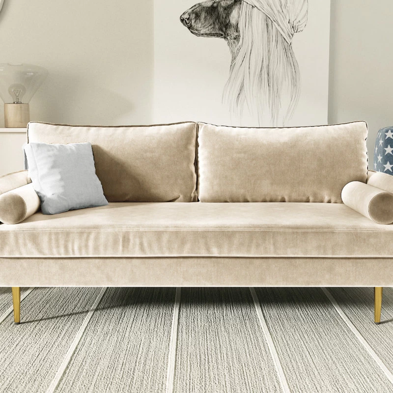 The Audrey I Velvet Round Arm Sofa, Ivory White - Image 3