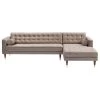 Armen Living Taupe Velvet Mid Century Modern Right Sectional Sofa LCSMSETAU