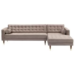 Armen Living Taupe Velvet Mid Century Modern Right Sectional Sofa LCSMSETAU