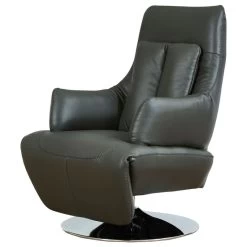 Vegas Modern Top Grain Leather Ergonomic 2-Motor Powered Recliner, Gray/Silver