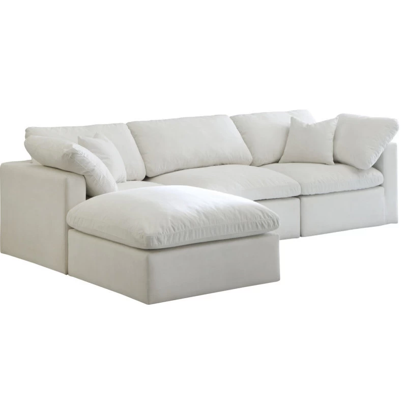 Plush Cloud-Like Comfort Modular 4-Seat Sectional And Ottoman, Cream, Seatin - Image 3