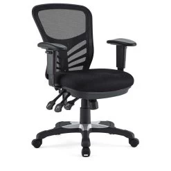 Modern Ergonomic Office Chair, Mesh Seat & Back With Adjustable Armrests, Black