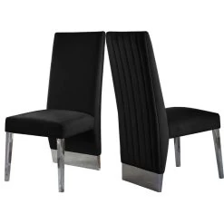 The Cairo Dining Chair, Black And Chrome, Velvet, Set Of 2