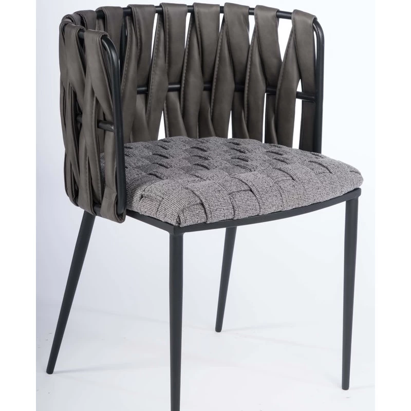 The Eterno Dining Chair, Gray And Black, Fabric And Faux Leather - Image 2