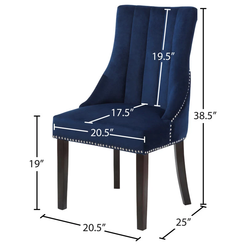 Oxford Velvet Dining Chair, Set Of 2, Navy - Image 7
