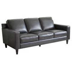 Stardell Top Grain Leather Sofa, Dark Gray