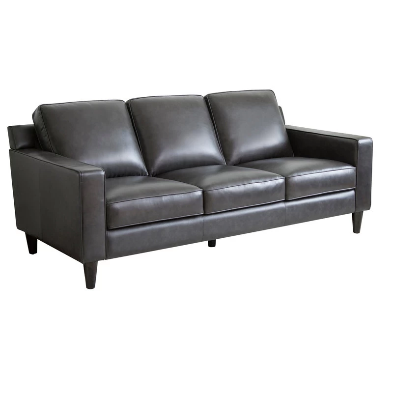 Stardell Top Grain Leather Sofa, Dark Gray