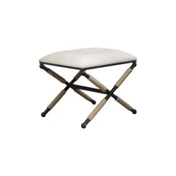Linon Anna Campaign Metal Accent Stool In Black