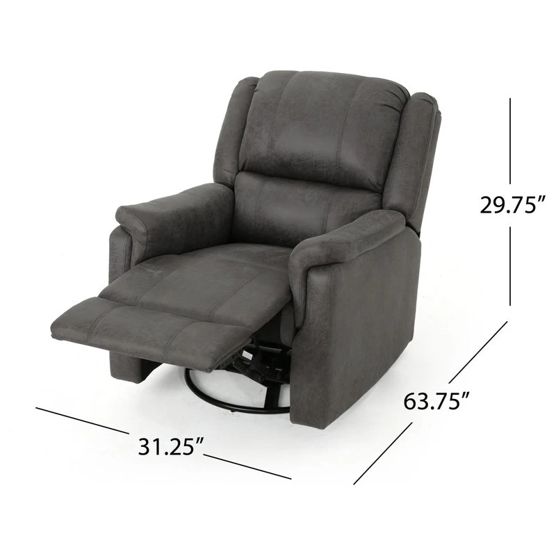 GDF Studio Jemma Tufted Slate Microfiber Swivel Gliding Recliner - Image 6