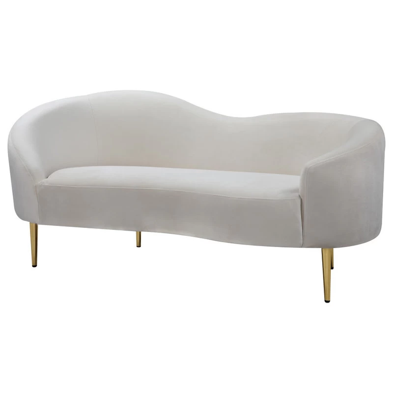 Ritz Velvet Loveseat, Cream