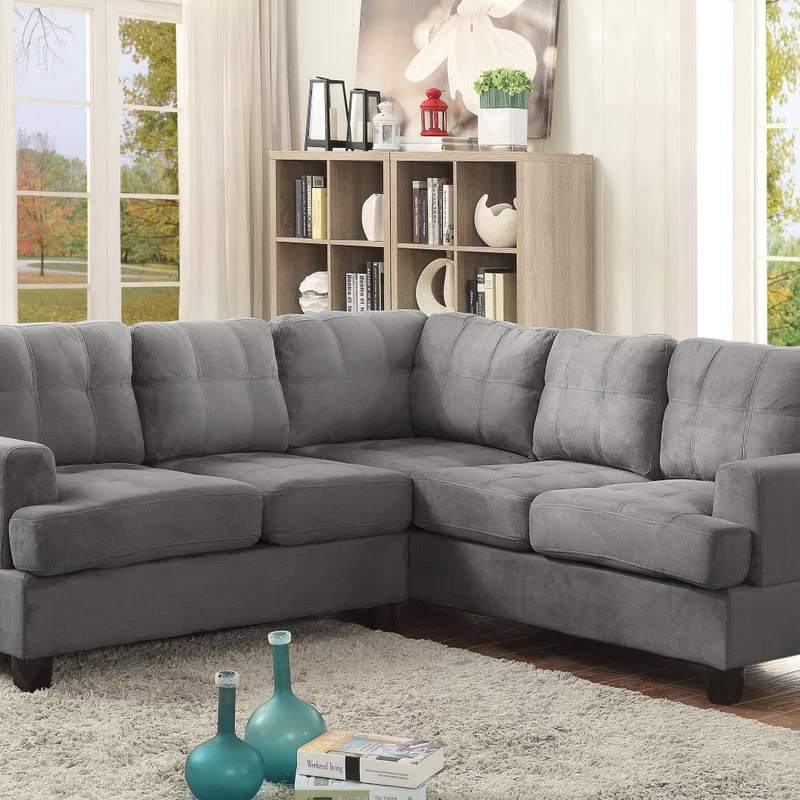 Partington Suede Sectional, Gray - Image 2