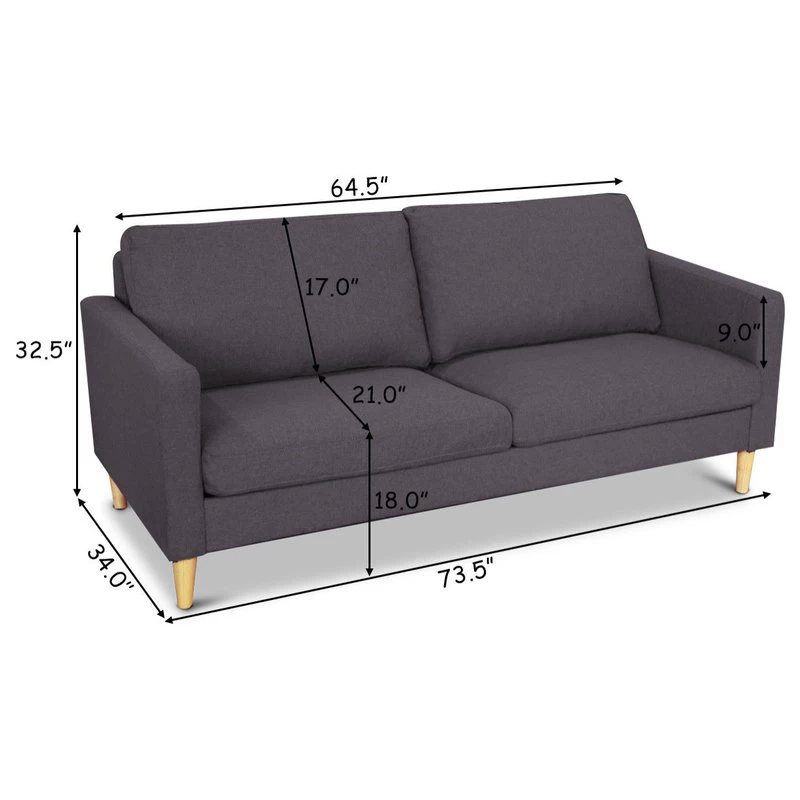 Costway Modern Fabric Couch Sofa Love Seat Upholstered Bed Lounge 2-Seater New - Image 2