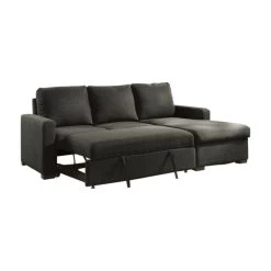 Furniture Of America Rona Fabric Sleeper Sectional In Dark Gray