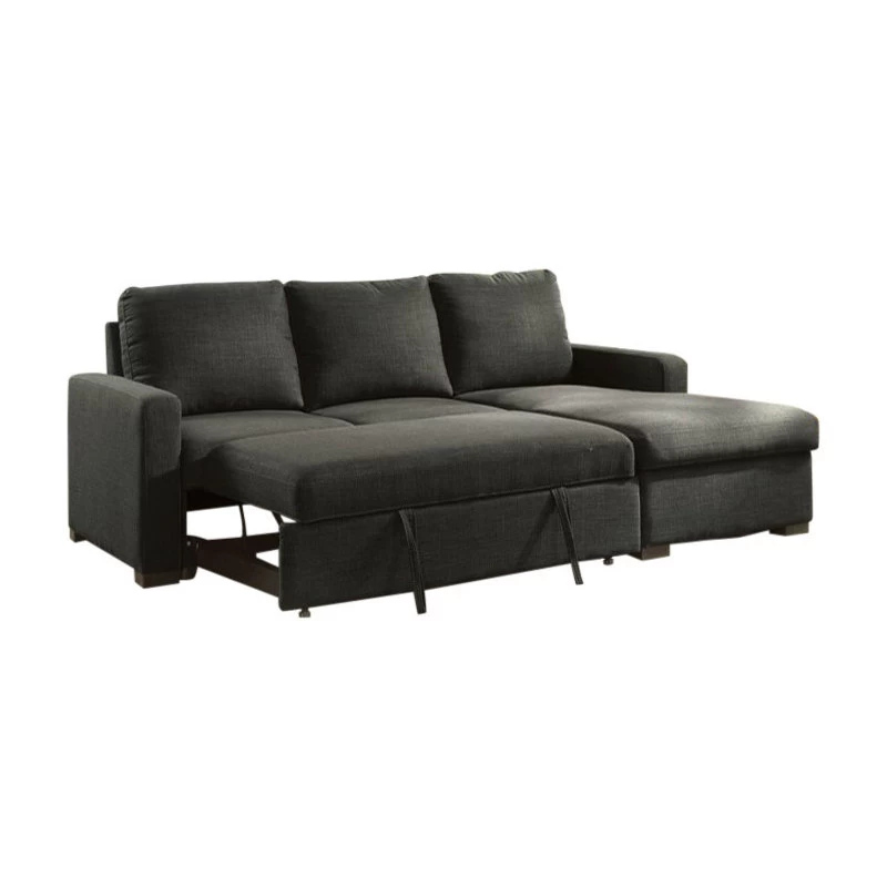 Furniture Of America Rona Fabric Sleeper Sectional In Dark Gray