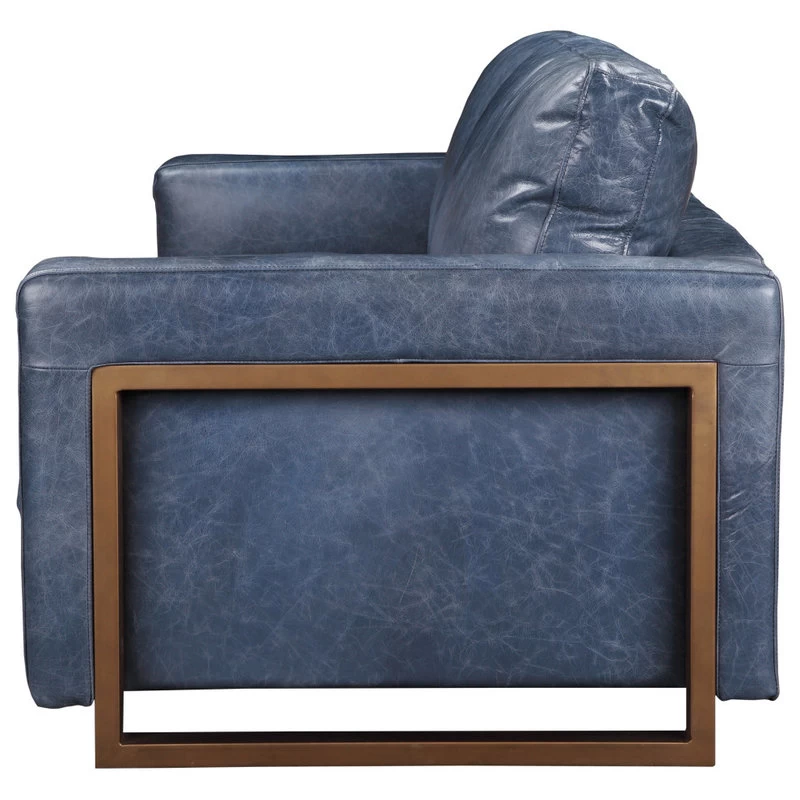 Moe's Home Collection Nikoly Contemporary Leather Sofa In Blue - Image 3