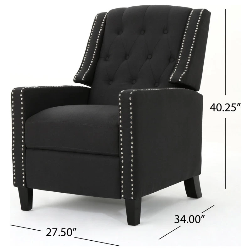 GDF Studio Ingrid Tufted Back Fabric Recliner Chair, Dark Charcoal - Image 4