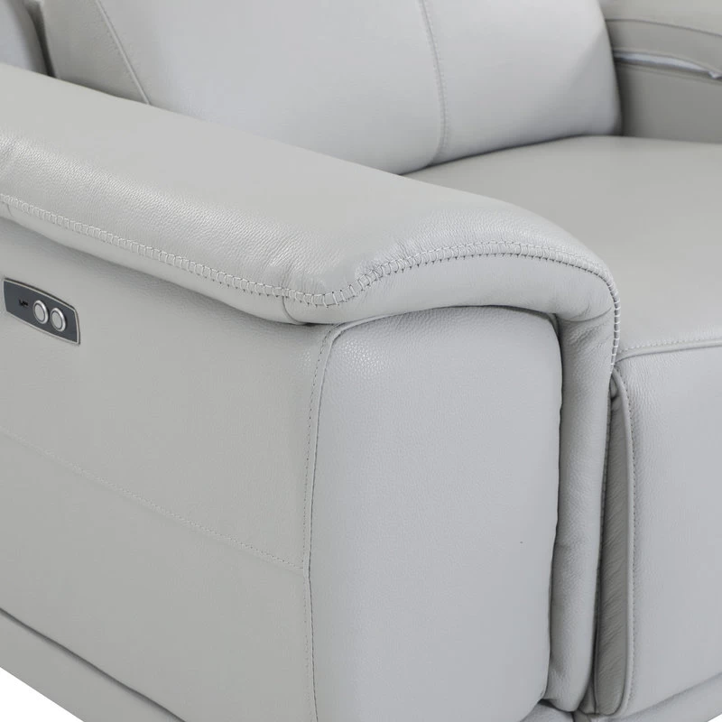Frederico Genuine Italian Leather 7-Piece 1 Console 4-Power Reclining Sectional, Light Gray - Image 11