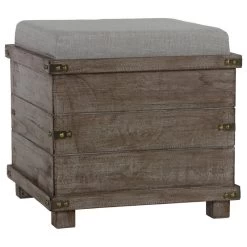 Cortesi Home Scusset Storage Chest Tray Ottoman In Fabric And Wood, Grey