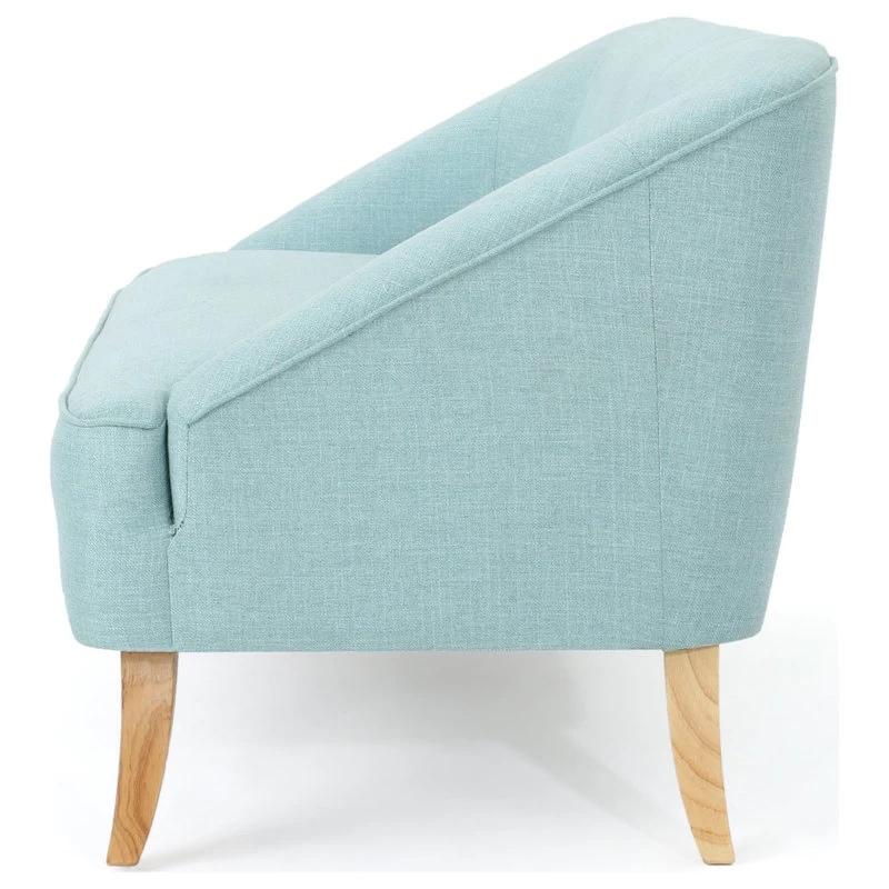 GDF Studio Jasper Mid Century Modern Fabric Loveseat, Light Blue - Image 8